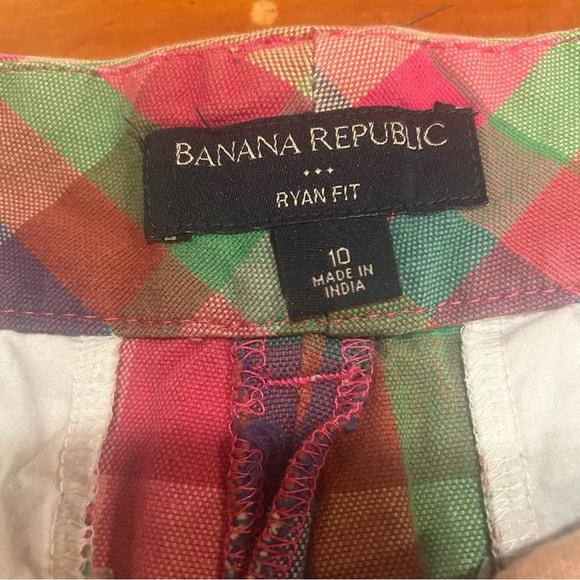 Banana Republic Ryan Fit Rainbow Plaid Shorts Pockets Colorful Summer Preppy - Picture 4 of 11
